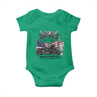 America Born to Ride Free 250 Years Biker Baby Onesie American Flag Chopper Motorcycle Statue of Liberty 1776 to 2026 Semiquincentennial