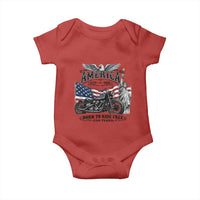 America Born to Ride Free 250 Years Biker Baby Onesie American Flag Chopper Motorcycle Statue of Liberty 1776 to 2026 Semiquincentennial