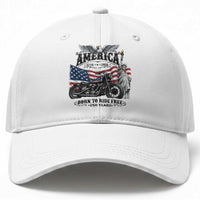 America Born to Ride Free 250 Years Biker Baseball Cap American Flag Chopper Motorcycle Statue of Liberty 1776 to 2026 Semiquincentennial