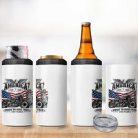America Born to Ride Free 250 Years Biker 4 in 1 Can Cooler Tumbler American Flag Chopper Motorcycle Statue of Liberty 1776 to 2026 Semiquincentennial