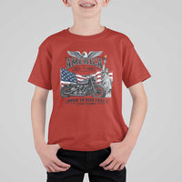 America Born to Ride Free 250 Years Biker T Shirt For Kid American Flag Chopper Motorcycle Statue of Liberty 1776 to 2026 Semiquincentennial