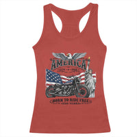 America Born to Ride Free 250 Years Biker Racerback Tank Top American Flag Chopper Motorcycle Statue of Liberty 1776 to 2026 Semiquincentennial