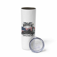 America Born to Ride Free 250 Years Biker Skinny Tumbler American Flag Chopper Motorcycle Statue of Liberty 1776 to 2026 Semiquincentennial