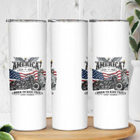 America Born to Ride Free 250 Years Biker Skinny Tumbler American Flag Chopper Motorcycle Statue of Liberty 1776 to 2026 Semiquincentennial