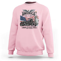 America Born to Ride Free 250 Years Biker Sweatshirt American Flag Chopper Motorcycle Statue of Liberty 1776 to 2026 Semiquincentennial