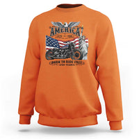 America Born to Ride Free 250 Years Biker Sweatshirt American Flag Chopper Motorcycle Statue of Liberty 1776 to 2026 Semiquincentennial
