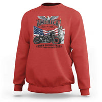 America Born to Ride Free 250 Years Biker Sweatshirt American Flag Chopper Motorcycle Statue of Liberty 1776 to 2026 Semiquincentennial