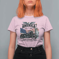 America Born to Ride Free 250 Years Biker T Shirt For Women American Flag Chopper Motorcycle Statue of Liberty 1776 to 2026 Semiquincentennial