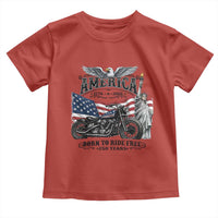 America Born to Ride Free 250 Years Biker Toddler T Shirt American Flag Chopper Motorcycle Statue of Liberty 1776 to 2026 Semiquincentennial