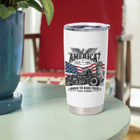 America Born to Ride Free 250 Years Biker Tumbler Cup American Flag Chopper Motorcycle Statue of Liberty 1776 to 2026 Semiquincentennial