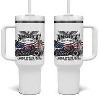 America Born to Ride Free 250 Years Biker Tumbler With Handle American Flag Chopper Motorcycle Statue of Liberty 1776 to 2026 Semiquincentennial
