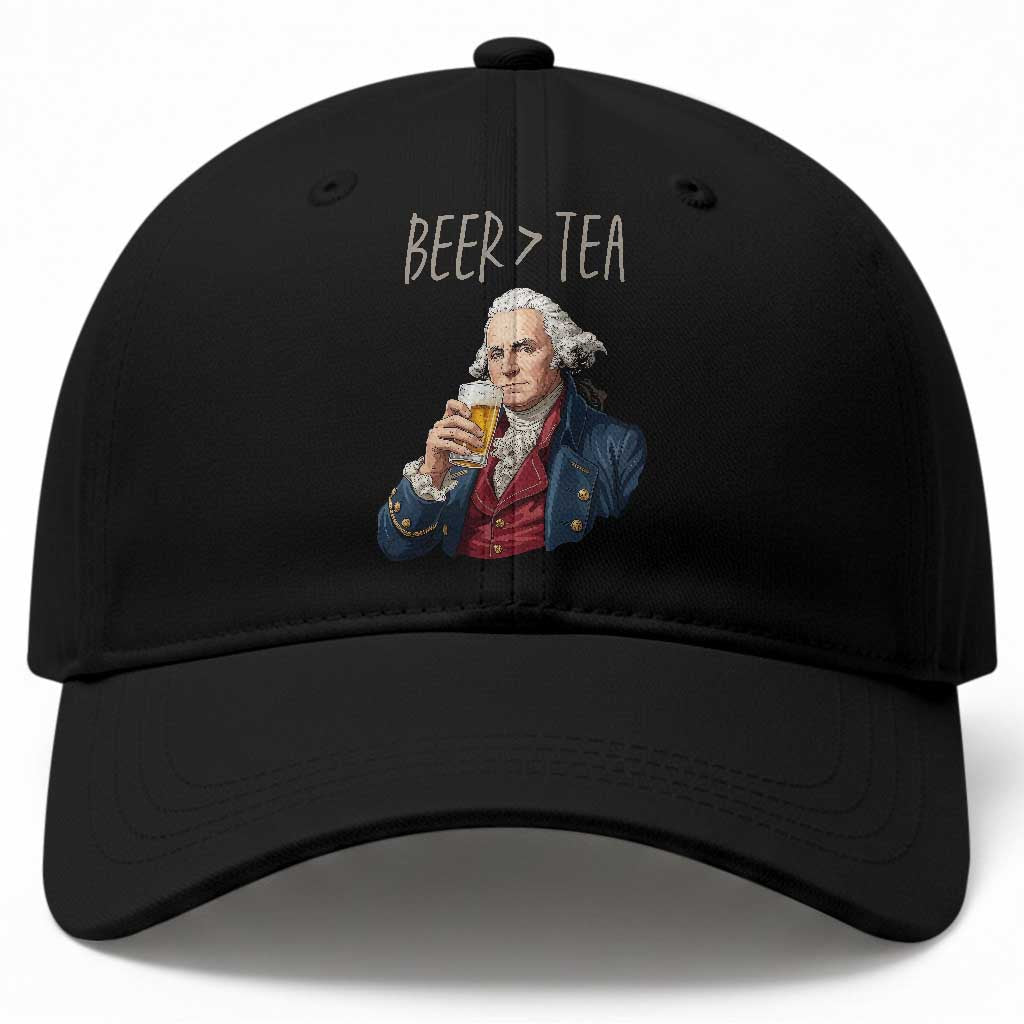 Beer Greater Than Tea Funny Founding Fathers Baseball Cap American History Drinking Boston Tea Party Sarcasm