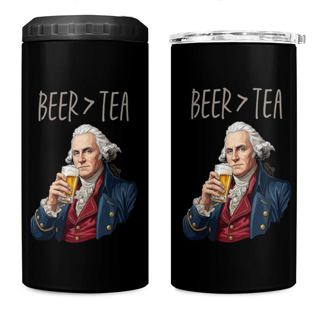 Beer Greater Than Tea Funny Founding Fathers 4 in 1 Can Cooler Tumbler American History Drinking Boston Tea Party Sarcasm