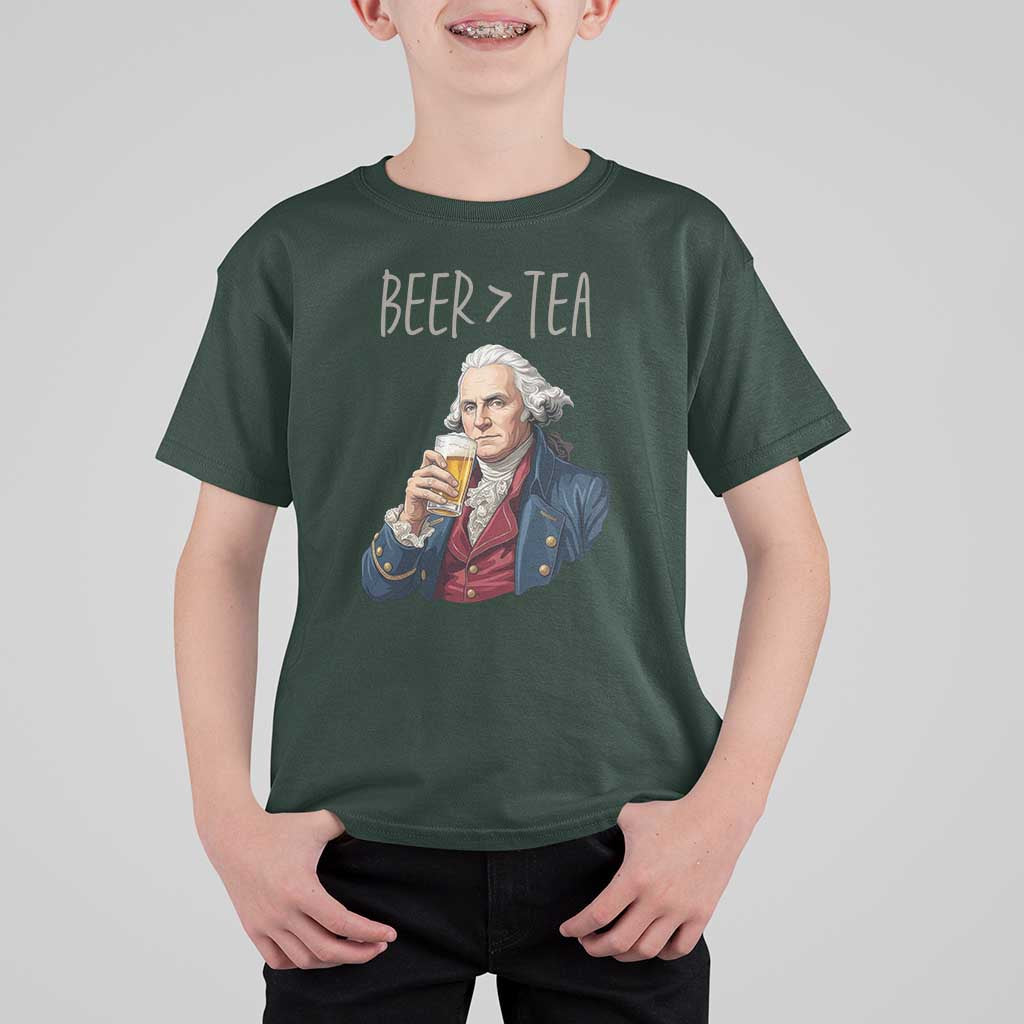 Beer Greater Than Tea Funny Founding Fathers T Shirt For Kid American History Drinking Boston Tea Party Sarcasm