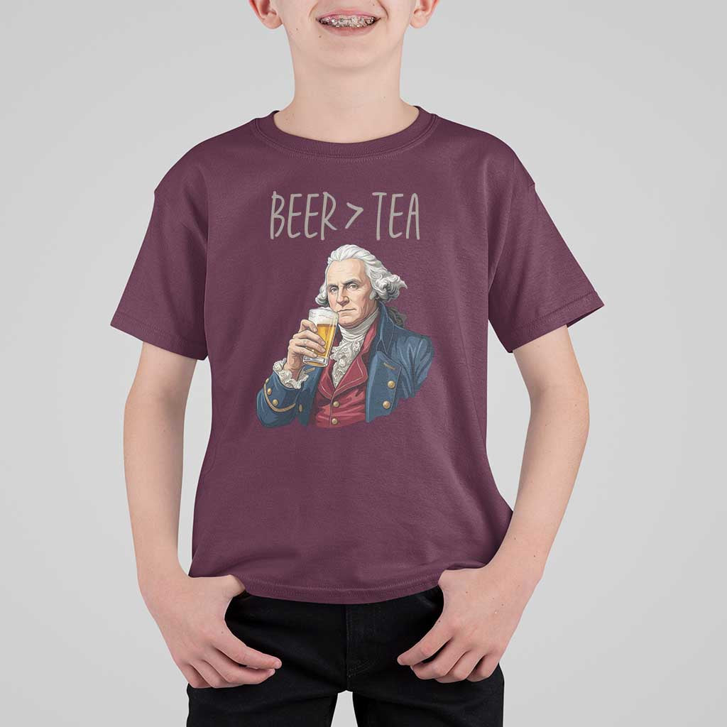 Beer Greater Than Tea Funny Founding Fathers T Shirt For Kid American History Drinking Boston Tea Party Sarcasm