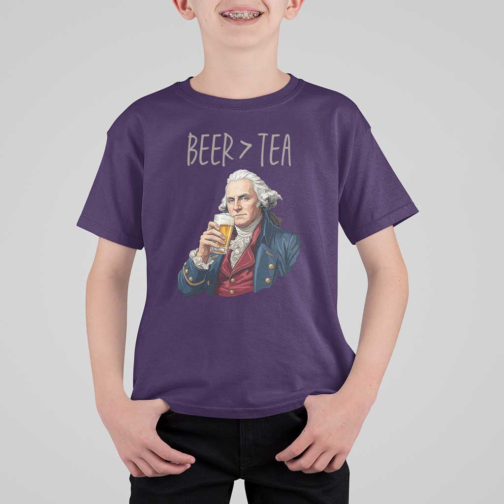 Beer Greater Than Tea Funny Founding Fathers T Shirt For Kid American History Drinking Boston Tea Party Sarcasm
