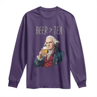 Beer Greater Than Tea Funny Founding Fathers Long Sleeve Shirt American History Drinking Boston Tea Party Sarcasm