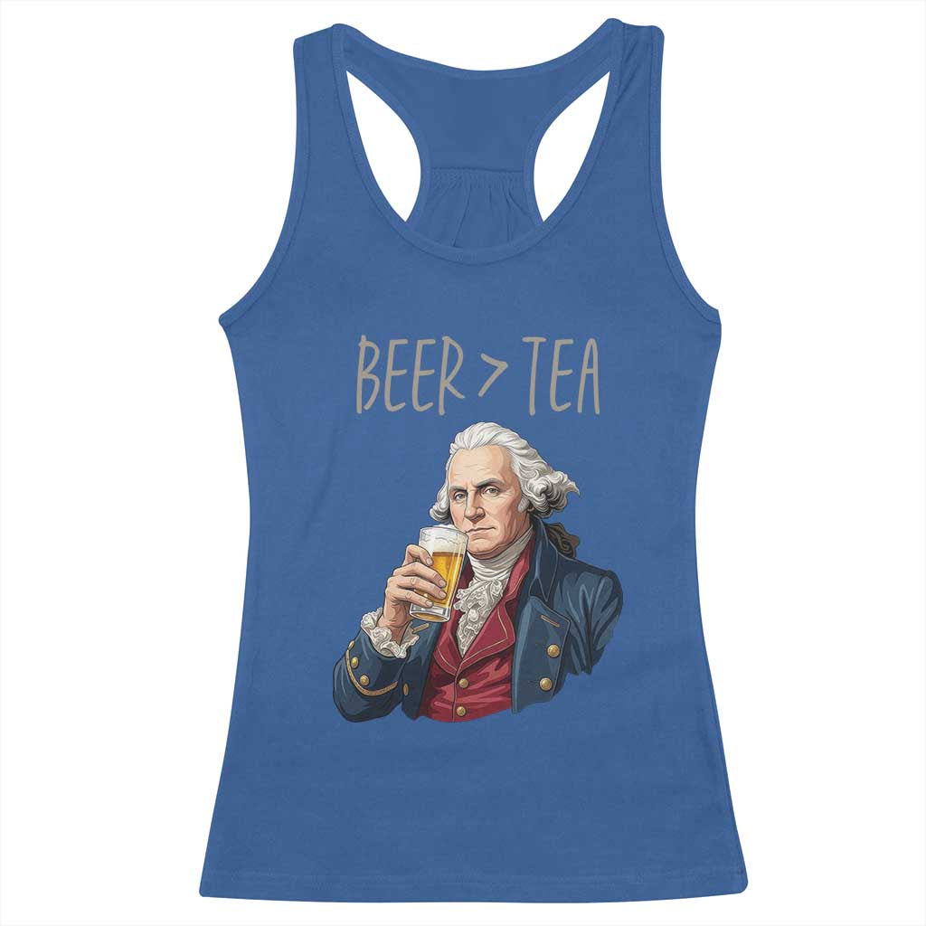 Beer Greater Than Tea Funny Founding Fathers Racerback Tank Top American History Drinking Boston Tea Party Sarcasm