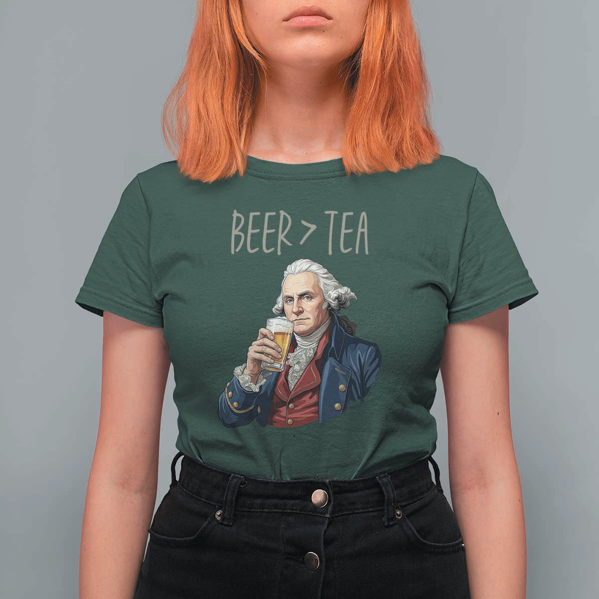 Beer Greater Than Tea Funny Founding Fathers T Shirt For Women American History Drinking Boston Tea Party Sarcasm