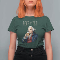 Beer Greater Than Tea Funny Founding Fathers T Shirt For Women American History Drinking Boston Tea Party Sarcasm
