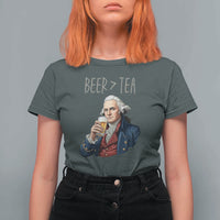 Beer Greater Than Tea Funny Founding Fathers T Shirt For Women American History Drinking Boston Tea Party Sarcasm