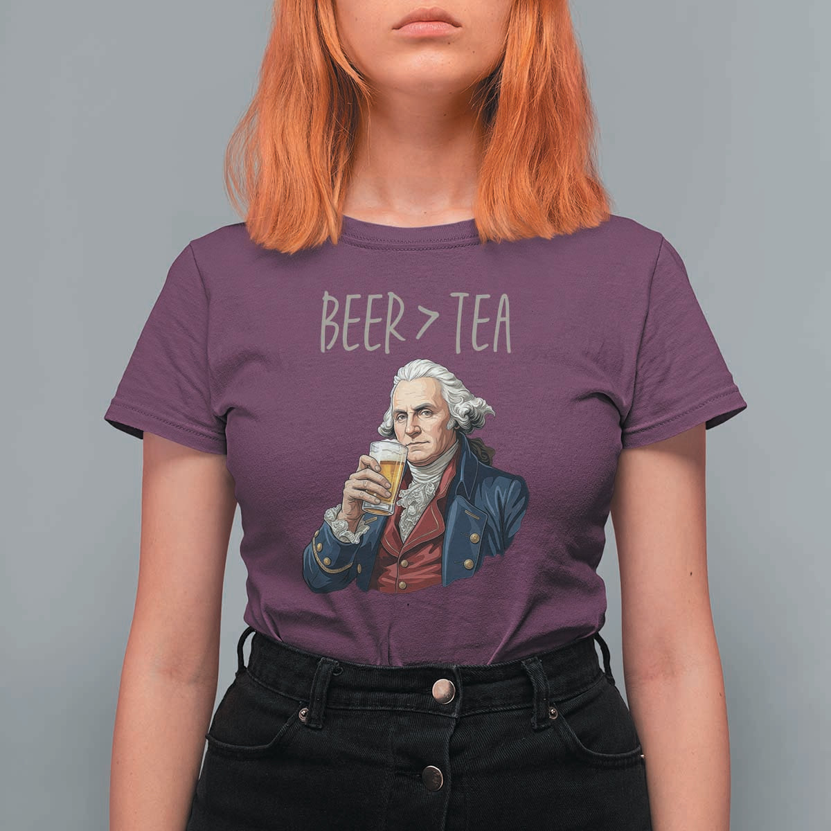 Beer Greater Than Tea Funny Founding Fathers T Shirt For Women American History Drinking Boston Tea Party Sarcasm