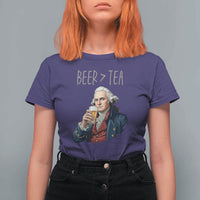 Beer Greater Than Tea Funny Founding Fathers T Shirt For Women American History Drinking Boston Tea Party Sarcasm