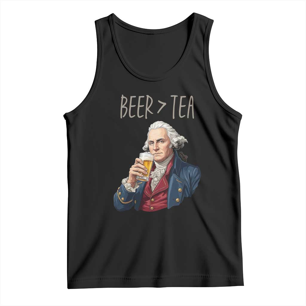 Beer Greater Than Tea Funny Founding Fathers Tank Top American History Drinking Boston Tea Party Sarcasm