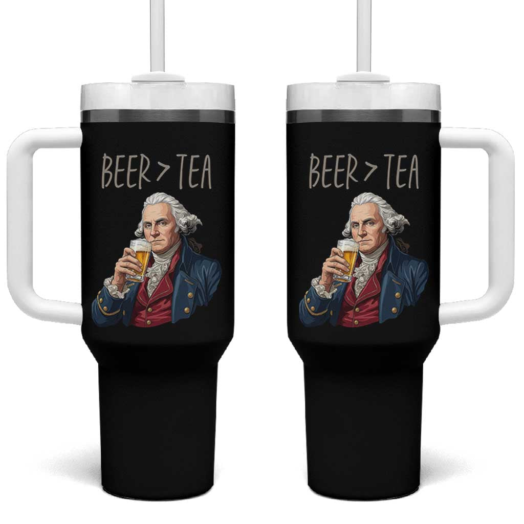 Beer Greater Than Tea Funny Founding Fathers Tumbler With Handle American History Drinking Boston Tea Party Sarcasm