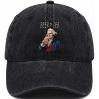Beer Greater Than Tea Funny Founding Fathers Washed Cotton Baseball Cap American History Drinking Boston Tea Party Sarcasm