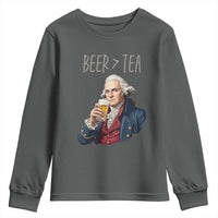 Beer Greater Than Tea Funny Founding Fathers Youth Sweatshirt American History Drinking Boston Tea Party Sarcasm