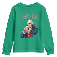 Beer Greater Than Tea Funny Founding Fathers Youth Sweatshirt American History Drinking Boston Tea Party Sarcasm