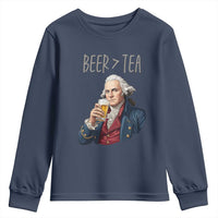 Beer Greater Than Tea Funny Founding Fathers Youth Sweatshirt American History Drinking Boston Tea Party Sarcasm
