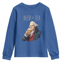 Beer Greater Than Tea Funny Founding Fathers Youth Sweatshirt American History Drinking Boston Tea Party Sarcasm