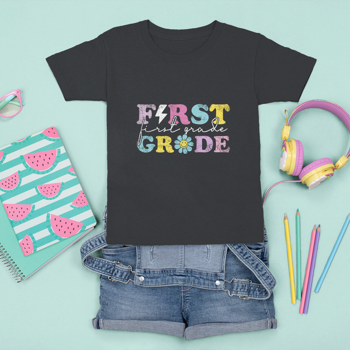 Groovy 1st Grade Vibes T Shirt For Kid First Day Back to School - Wonder Print Shop