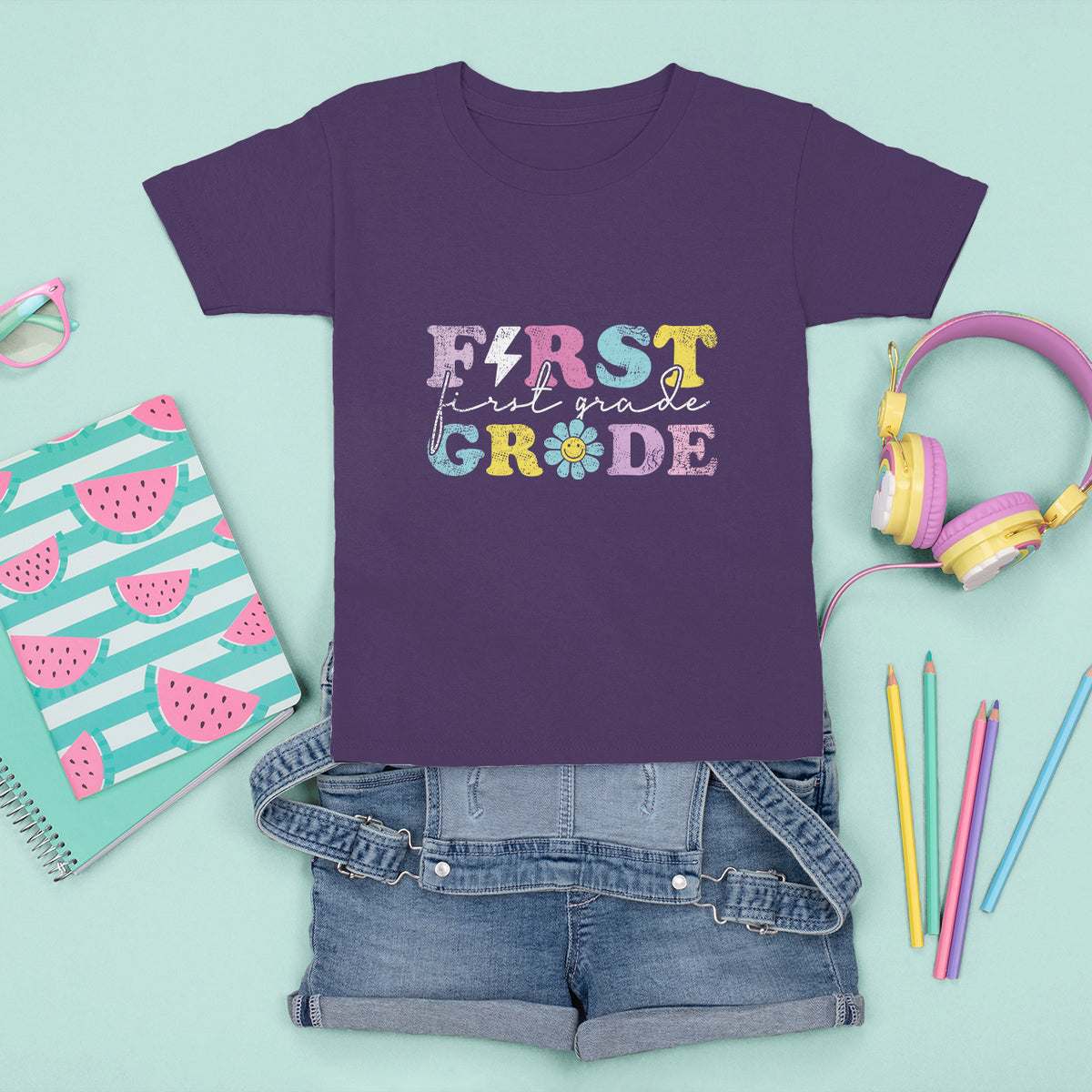 Groovy 1st Grade Vibes T Shirt For Kid First Day Back to School - Wonder Print Shop