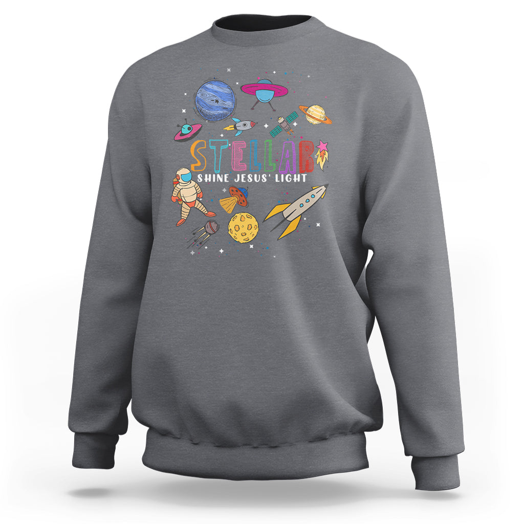 VBS Stellar Sweatshirt Stellar VBS Shine Jesus Light Vacation Bible School Space - Wonder Print Shop