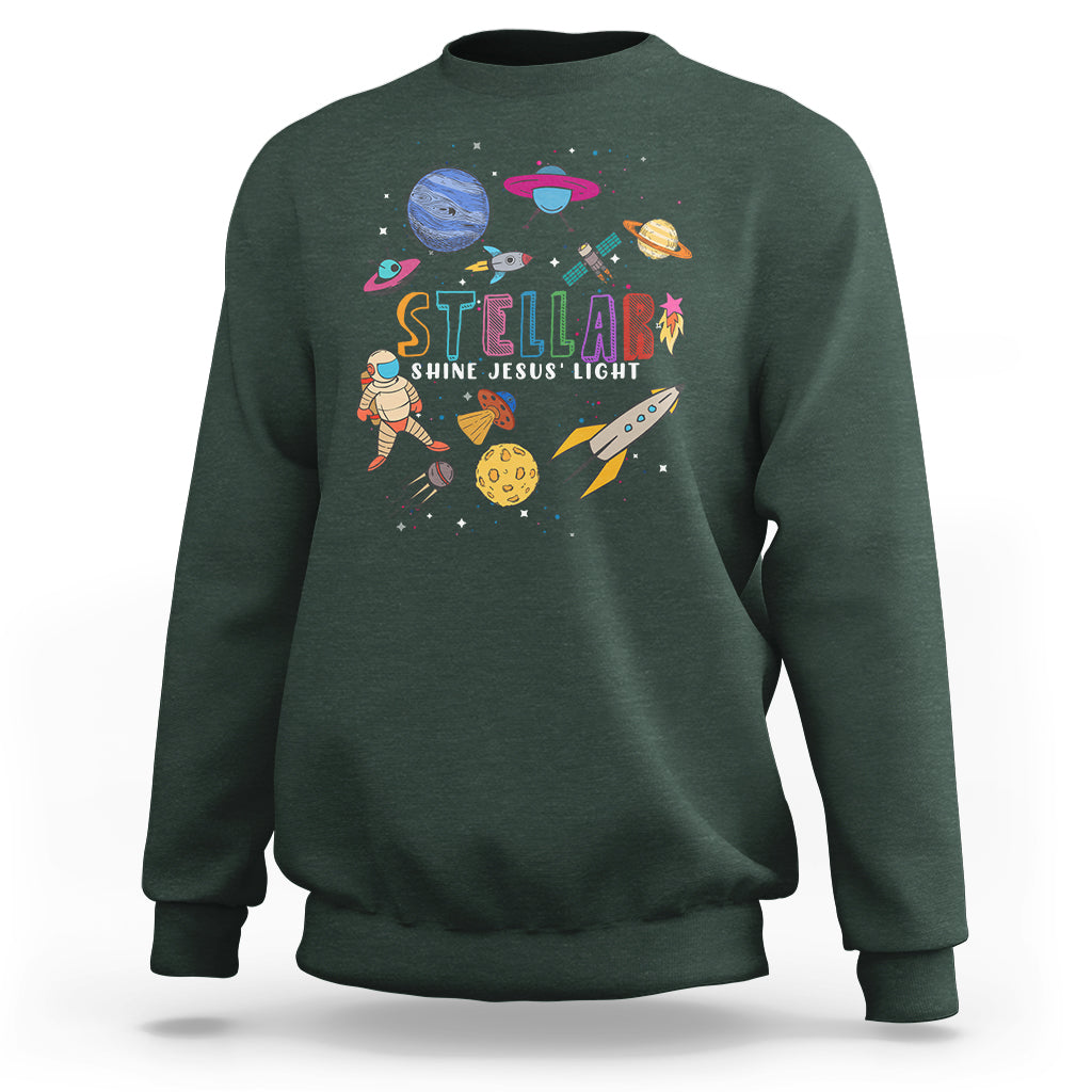 VBS Stellar Sweatshirt Stellar VBS Shine Jesus Light Vacation Bible School Space - Wonder Print Shop