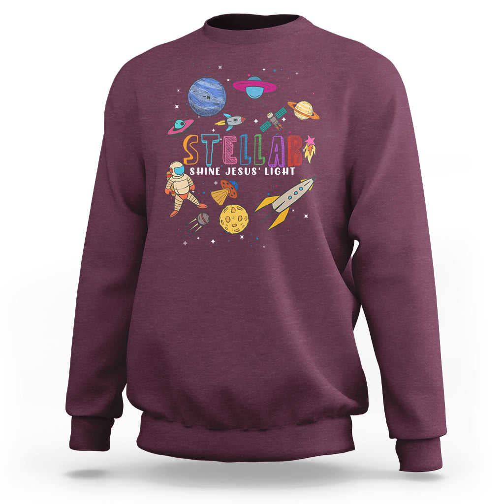 VBS Stellar Sweatshirt Stellar VBS Shine Jesus Light Vacation Bible School Space - Wonder Print Shop