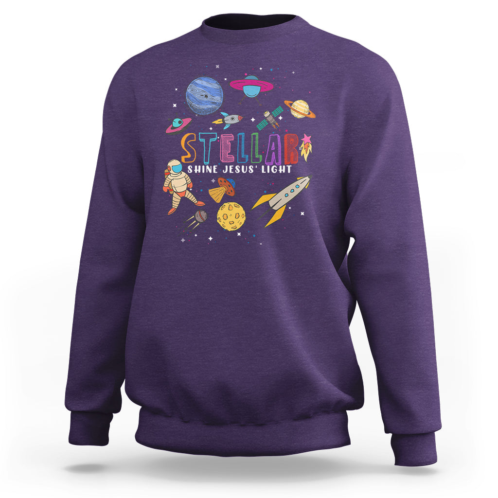 VBS Stellar Sweatshirt Stellar VBS Shine Jesus Light Vacation Bible School Space - Wonder Print Shop