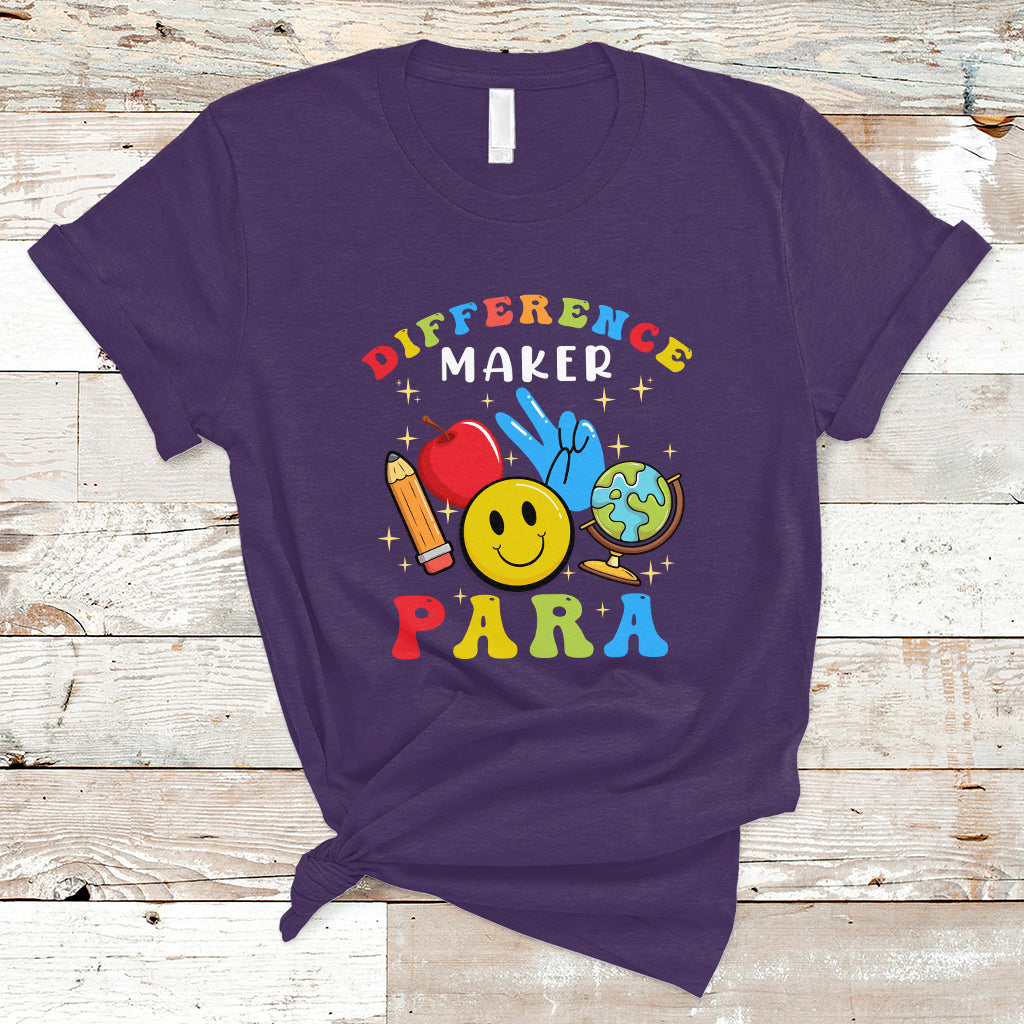 Teacher T Shirt Difference Maker Para Teacher Paraprofessional Paraeducator T-Shirt, Back To School Shirt, Gift For Teacher, Teaching - Wonder Print Shop
