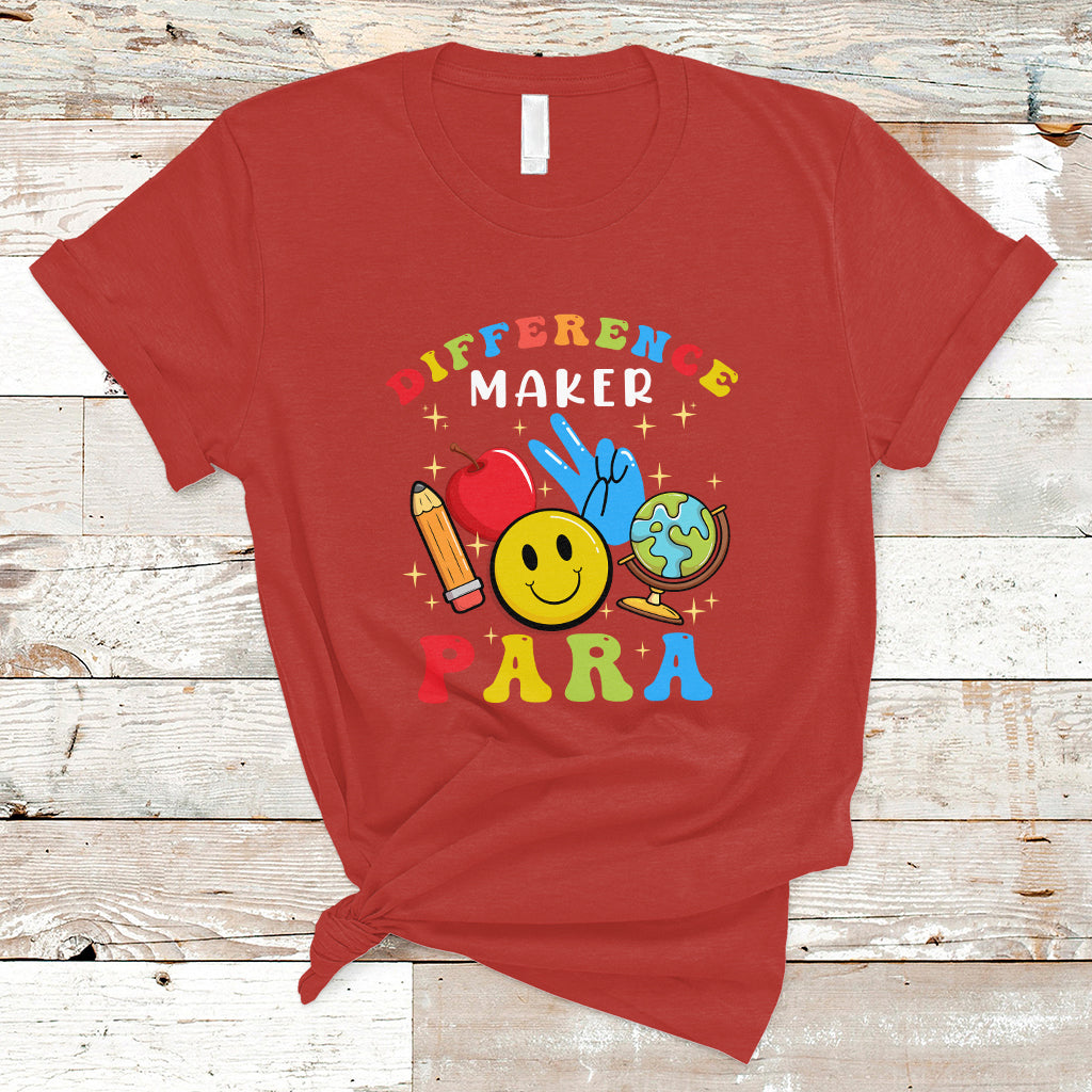 Teacher T Shirt Difference Maker Para Teacher Paraprofessional Paraeducator T-Shirt, Back To School Shirt, Gift For Teacher, Teaching - Wonder Print Shop