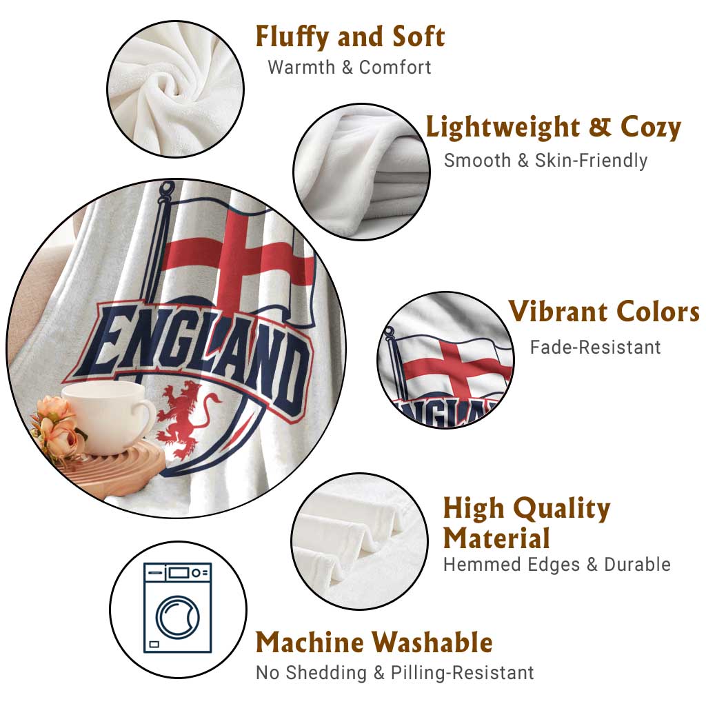 England Patriotic Crest St George Cross Flag Graphic Throw Blanket English Lion Crest Heritage Pride Souvenir