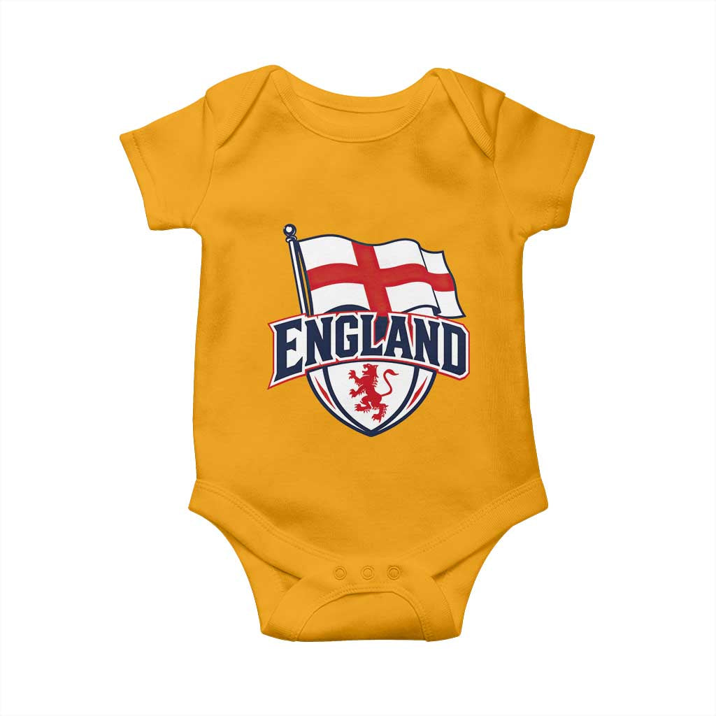 England Patriotic Crest St George Cross Flag Graphic Baby Onesie English Lion Crest Heritage Pride Souvenir
