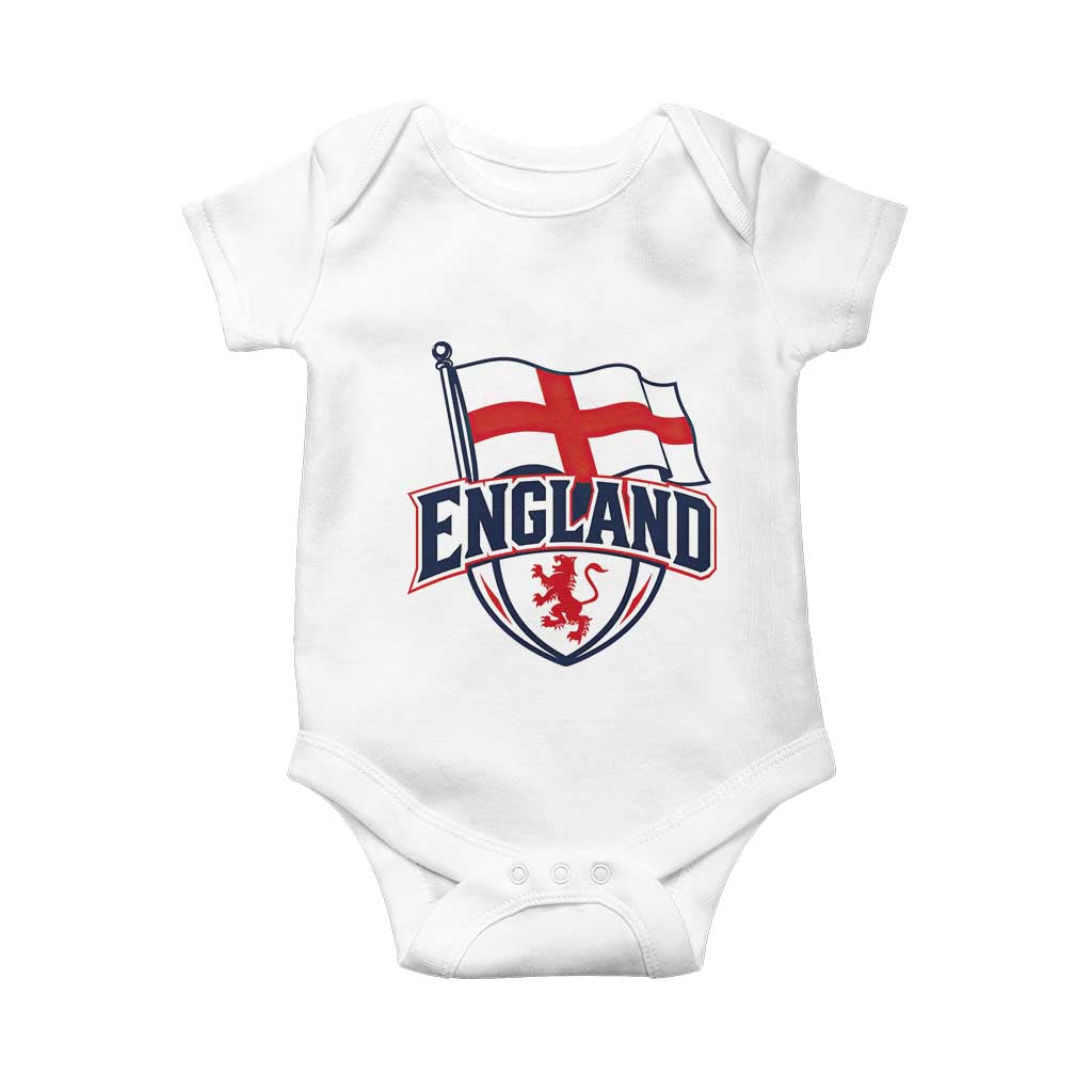 England Patriotic Crest St George Cross Flag Graphic Baby Onesie English Lion Crest Heritage Pride Souvenir