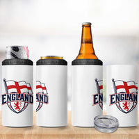 England Patriotic Crest St George Cross Flag Graphic 4 in 1 Can Cooler Tumbler English Lion Crest Heritage Pride Souvenir