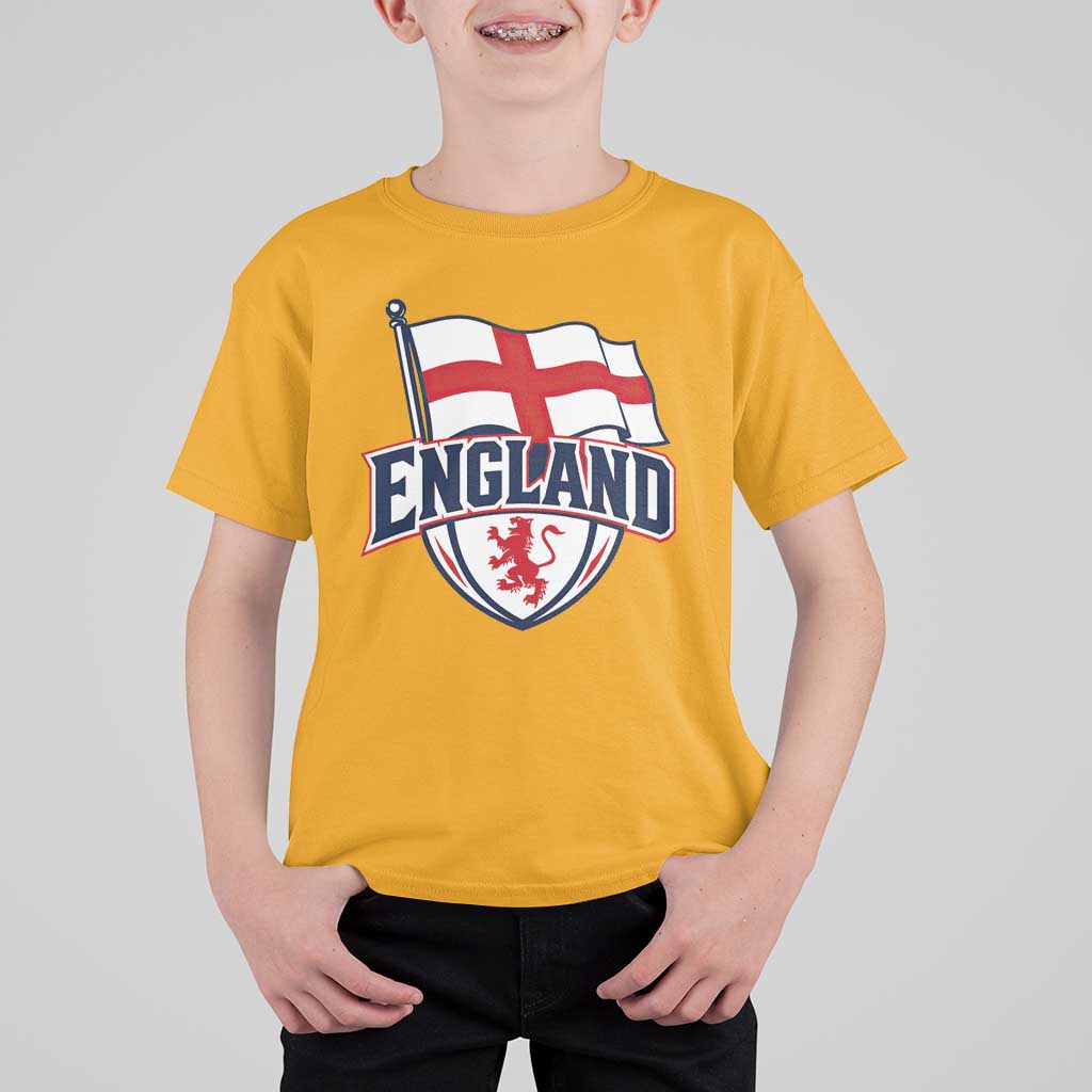 England Patriotic Crest St George Cross Flag Graphic T Shirt For Kid English Lion Crest Heritage Pride Souvenir