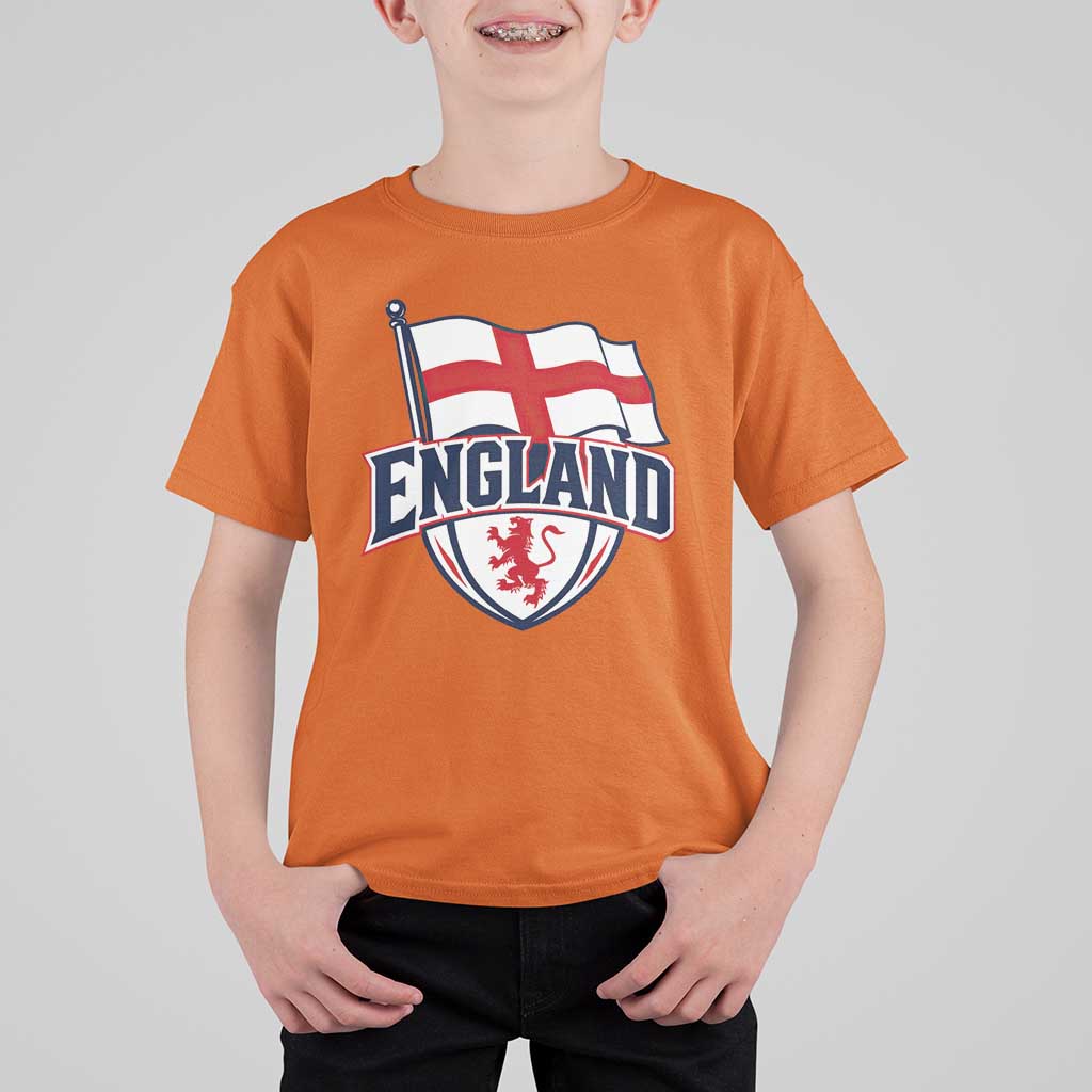 England Patriotic Crest St George Cross Flag Graphic T Shirt For Kid English Lion Crest Heritage Pride Souvenir