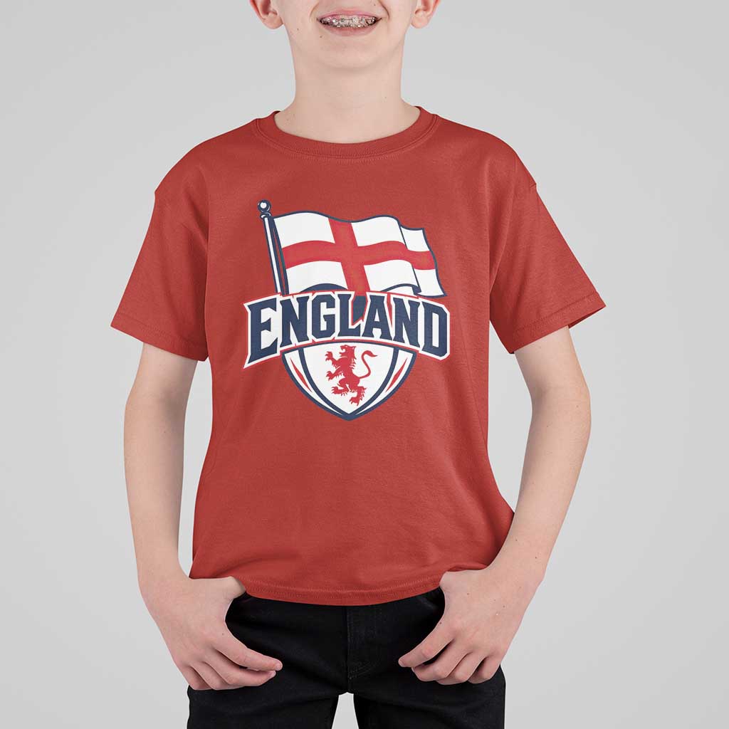 England Patriotic Crest St George Cross Flag Graphic T Shirt For Kid English Lion Crest Heritage Pride Souvenir