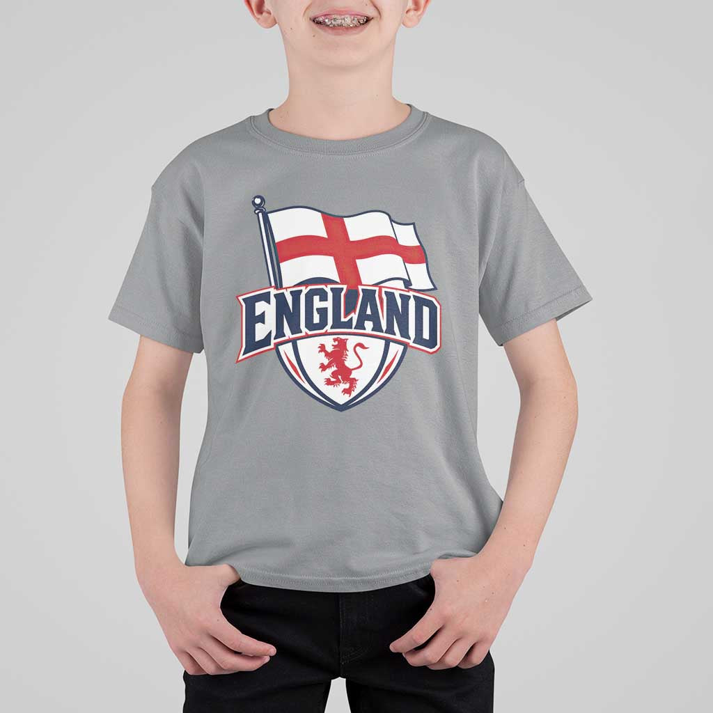 England Patriotic Crest St George Cross Flag Graphic T Shirt For Kid English Lion Crest Heritage Pride Souvenir